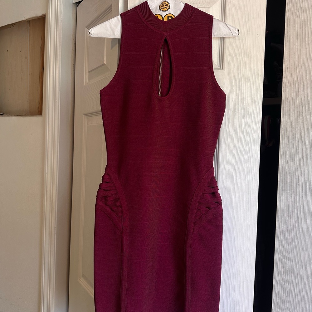 Guess by Marciano Red Sheath Midi Dress Halter Neck